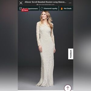 Scroll Beaded Long-Sleeve Wedding Dress